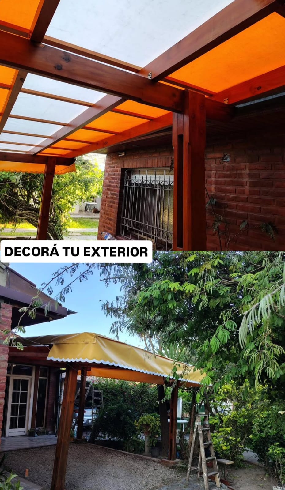 Pérgola con cubierta de lona